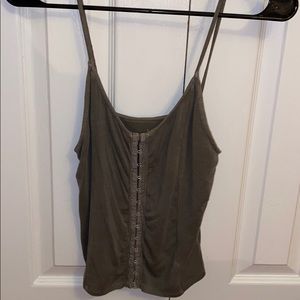 Dark green latch up tank top